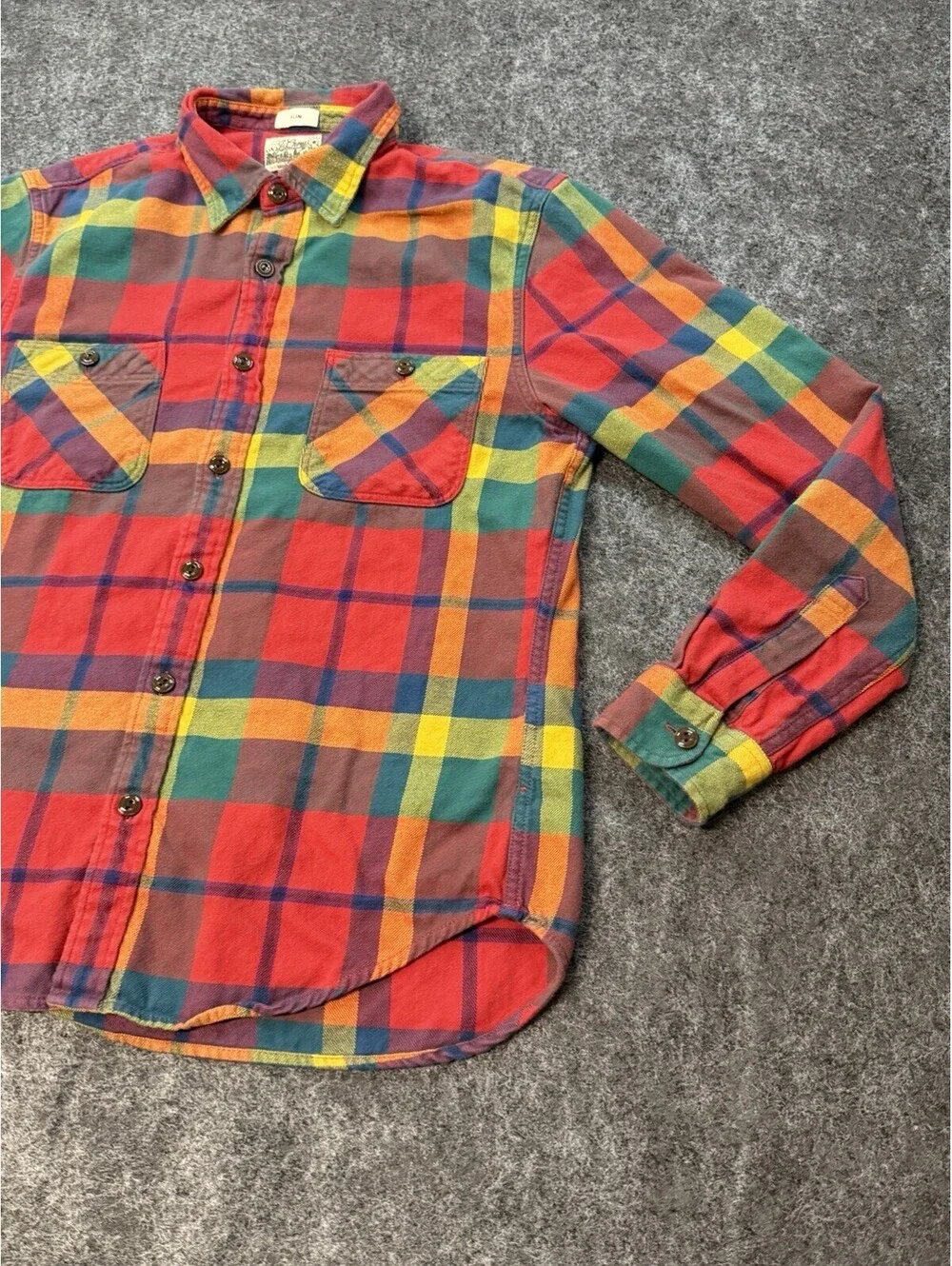 J.Crew Mid-Weight Flannel Shirt Men’s Medium Slim Plaid Button Front Cotton